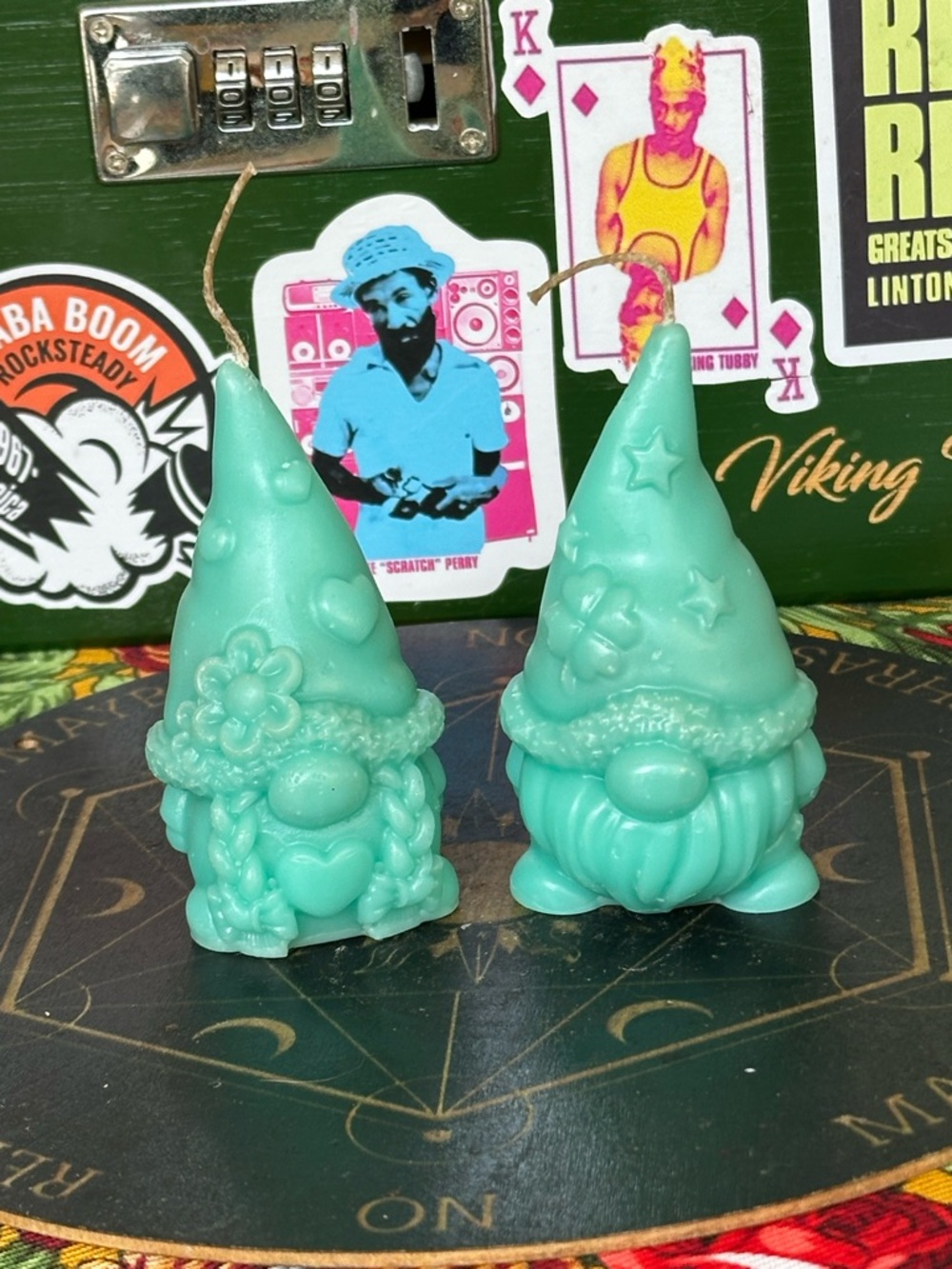 Teal Gnome Candle Set